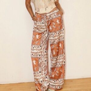 Bohemian Paisley Wide-Leg Pants western horse Bailey rose